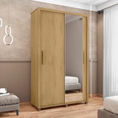 Guarda Roupa Solteiro 2 Portas de Correr 2 Gavetas Suécia Cinamomo/Off White