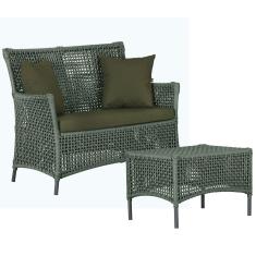 1 Sofá Área e Mesa Igapó Alumínio Pintura Preta Corda Náutica Estofado Impermeável Almofada 13 Trama