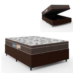 Cama Box Baú Casal Colchão Espuma Orthoface Polar 138x188x66m Marrom - Suporta Até 120kg Por Pessoa Marrom