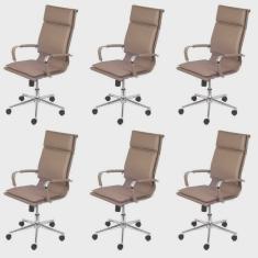 Kit 6 Cadeiras Escritorio Presidente Design Italiano com Relax Corino 3304