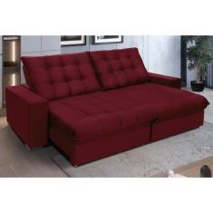 Sofá Retrátil E Reclinável 2,50m Suede Califórnia Vinho - Sofá Casa