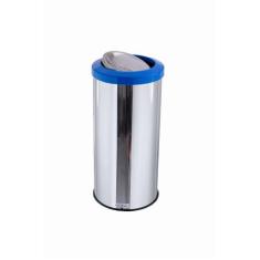 Lixeira Inox Com Tampa Flip-top Basculante 25 Litros Lixo - CCM, Azul