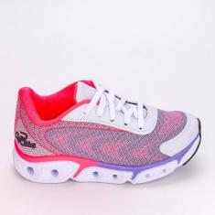 Tênis Infantil Esportivo Kidy Impulso Branco Lilás e Pink