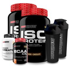 KIT 2x Whey Protein Iso Protein 900g + 2x BCAA 100g + 2x Creatina + 2x Coq - Bodybuilders-Unissex