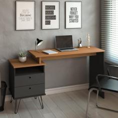 Escrivaninha Mesa Escritório com Regulagem Estilo Industrial 2 Gavetas