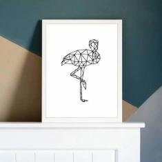 Quadro Decorativo Flamingo Geométrico 45X34Cm