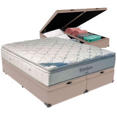 Cama Box Baú Bege E Colchão Freedom Molas Ensacadas King Ortobom