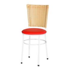 Cadeira Branca Para Cozinha Hawai Palha - Lamar Design, Vermelho
