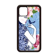 Capa feminina de flor de pássaro da cultura chinesa para iPhone 12 Pro Max para Apple Mini Mobile Case