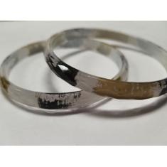 Pulseira Bracelete De Acrilico Transparente Preto E Dourado Kit 2Pç -
