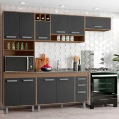 Cozinha Compacta Barcelona 11 Portas e Balcão de pia em MDP Poliman Móveis