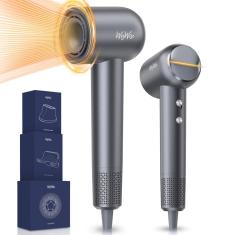 Secador de cabelo WizWise 1500W High Speed Ionic com difusor cinza