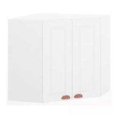 Armário Canto Diagonal 2 Portas Cristal Luciane Móveis, Branco Polar/B