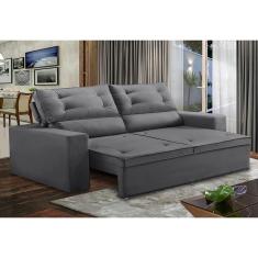 Sofá Retrátil e Reclinável 3 lugares com Molas 2,00m Laisa Suede Cinza Madelina Decor