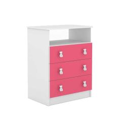 cômoda nino 3 gv branco e rosa