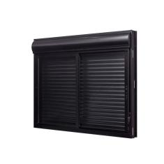 Janela  de Aluminio Veneziana com Persiana Integrada 120x150cm 2 Folhas Moveis Ultra Ramassol Preto