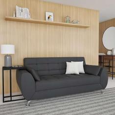 Sofá 3 Lugares Gisele Suede Cinza