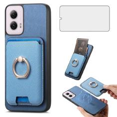 Asuwish Capa de celular para Motorola Moto G Power 5G 2024 capa de celular carteira com protetor de tela de vidro temperado anel fino suporte compartimento para cartão de crédito G5 mulheres meninas
