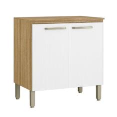 Balcão de Cozinha Duplo Com Tampo 2 Portas 0,80m Madeirado/Branco Ametista Kit’s Paraná