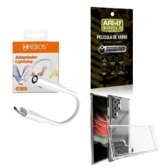Capinha Samsung S22Ultra + Adaptador P2 para Tipo C + Película 3D - Ar