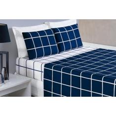 Jogo de Cama Austin Padrão 04 Peças - MAYRA ENXOVAIS, Azul