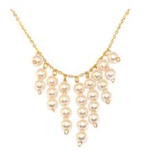 Colar Festa Com Pérolas Delicado Folheado Ouro 18k - Milena Folheados