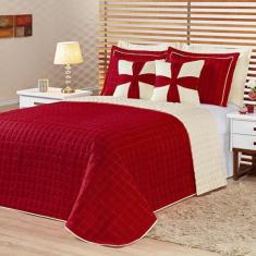 Kit Edredom Cobre Leito Amore 07 Peças Vermelho - Geral