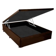 Cama Box Baú Casal Marrom Sintético 138x188x42