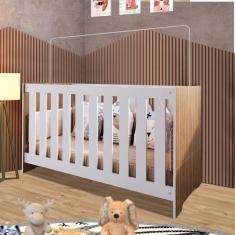 Berço Mini Cama Americano 3 Em 1 74cm X 133cm Nogal Manchester Com Branco Hayes Shop Jm