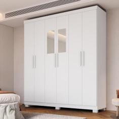 Guarda-Roupa Casal Canadá Com Espelho 6 Portas 100% MDF Linhamobília, 