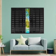 Janela Veneziana de Alumínio 6 Folhas 100 x 200cm Modular com Grade Esquadrias Bergame Preto