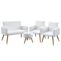 Kit Poltrona Namoradeira e 2 Poltronas Decorativas Vega Puff Solar Cou