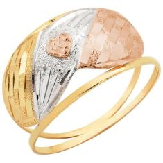 Anel de Ouro 18k Tricolor Feminino Buon Cuore, 11