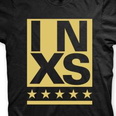 Camiseta INXS Preta e Dourado em Silk 100% Algodão