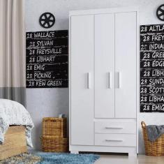 Guarda Roupa Casal 3 Portas 2 Gavetas Primacy Batrol Móveis Branco