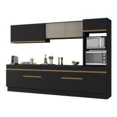 Armário De Cozinha Completa 5 Peças Com Rodapé Mp2175 Made Multimóveis Preto/dourado Preto/dourado