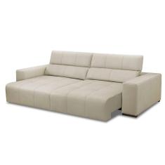 Sofá Retrátil Reclinável 3 Lugares 230cm Mare L08 Couro Off - Mpozenato