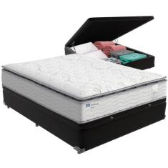 Cama Box Baú e Colchão Amsterdã Molas Ensacadas Casal Probel, Preto