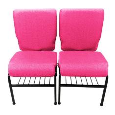 02 Cadeiras para Igrejas c/ Porta Biblía e Porta Cálice Rosa