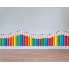 Adesivo Parede Quarto Infantil Lápis De Cor Onda Escolar