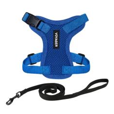 Peitoral para gatos Voyager Step-in Lock ajustável com conjunto de coleira para gatos com alça de neoprene de 1,5 m - suporta gatos de raças pequenas, médias e grandes da Best Pet Supplies - azul
