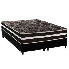 Conjunto Box Queen Colchão Anatômico Paropas D28 Master Ag80 Black Double Face 25 + Base Crc Suede Black (158x198)
