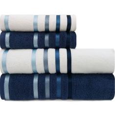 Jogo De Toalhas 4 Peças - Banho + Rosto Algodão Fio Penteado Lumina Karsten