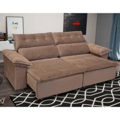 Sofá Retrátil E Reclinável 250 Cm Supremo Veludo Capuccino