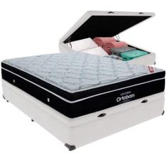 Cama Box Baú Branco E Colchão Elegant Molas Ensacadas Casal Ortobom