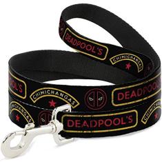 Coleira para cães Deadpools Chimichangas Chimichangas Amarelo Preto Vermelho 1,8 m de comprimento 2,5 cm de largura