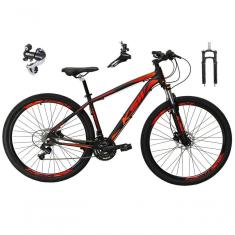 Bicicleta Aro 29 Ksw Xlt 24v Câmbio Shimano Acera K7 Garfo Trava Freio A Disco - Preto-vermelho-laranja Tam.21