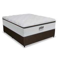 Cama Box Casal Colchão De Molas Ensacadas Branco Marrom