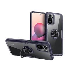 SORAKA Capa transparente para Xiaomi Redmi Note 10S com suporte para anel,capa de PC rígida transparente Capa Redmi Note 10S com placa de metal para suporte magnético de telefone para carro