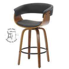 Banqueta Giratória Baixa Betim Rivattis Preta Base Madeira
